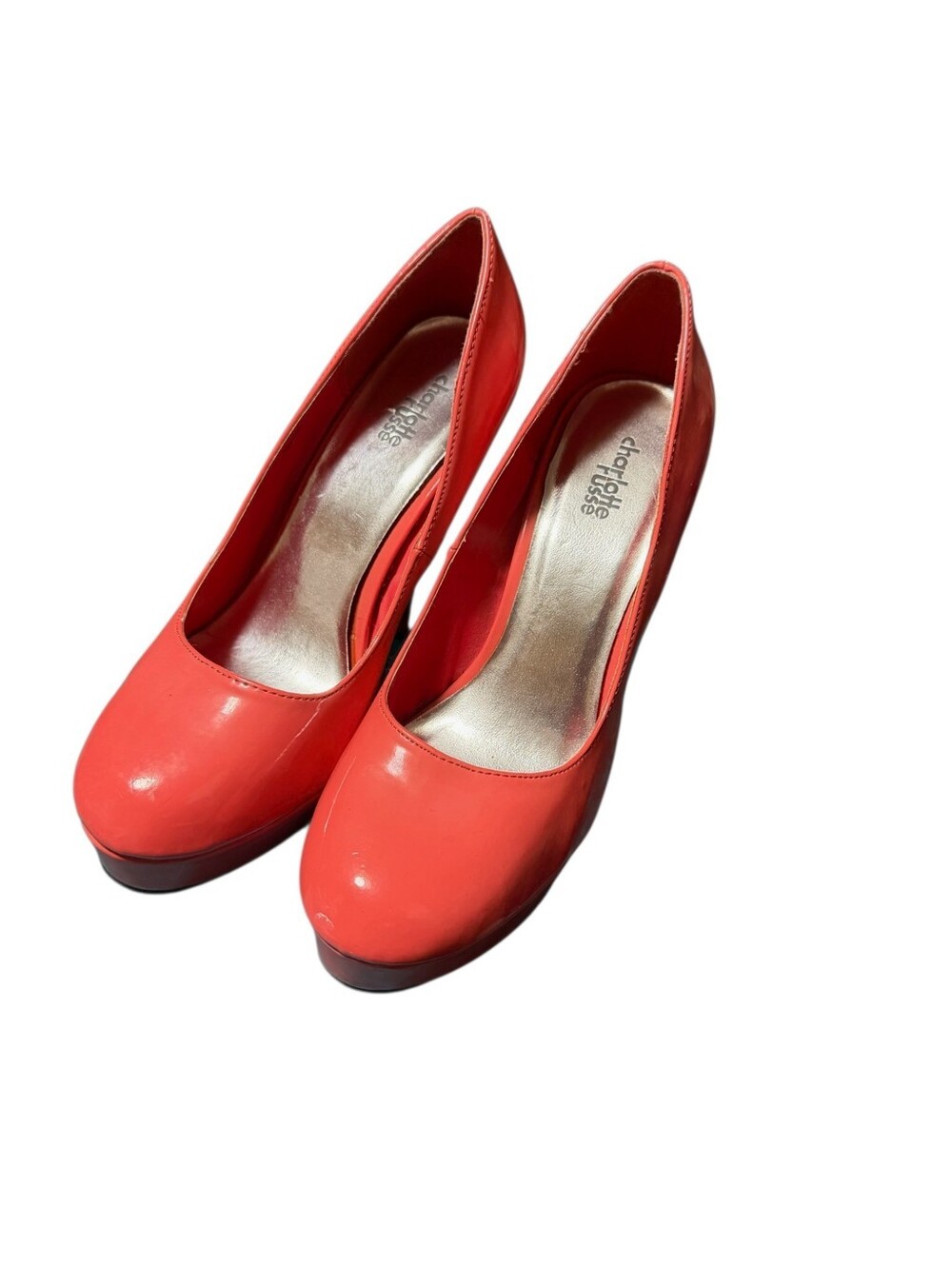 Charlotte Russe Patent Platform Pumps Coral sz 9
